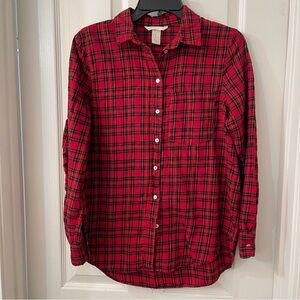 H&M Long Sleeve Shirt - Red/Black Plaid.  Womens: 8.